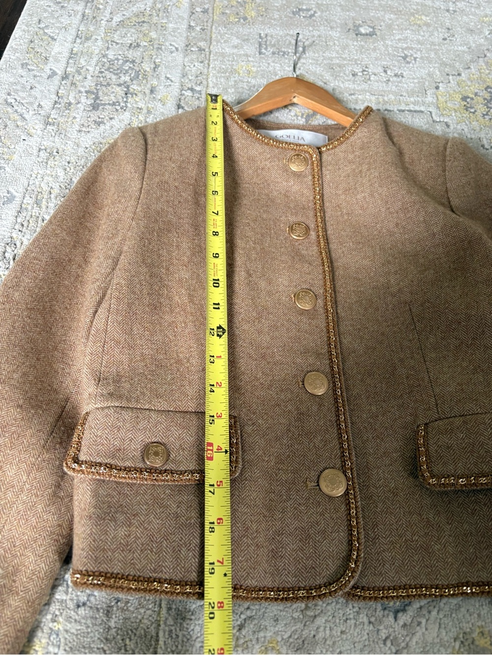 GOELIA brown washable wool blend cropped jacket - Picture 7 of 10